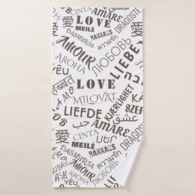 Conjunto De Toalhas AMOR - Vários Idiomas - Personalizável Internacion (Toalha de Banho)