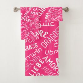 Conjunto De Toalhas AMOR - Vários Idiomas - Personalizável Internacion