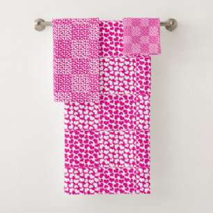 Conjunto De Toalhas Amor verificado em magenta e branco