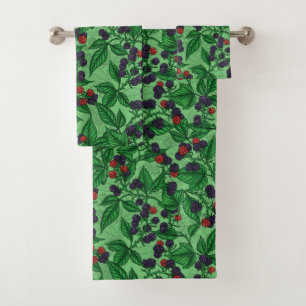 Conjunto De Toalhas Amoras negras em verde