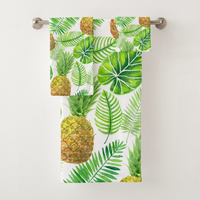Conjunto De Toalhas Ananás e folhas tropicais (Insitu)