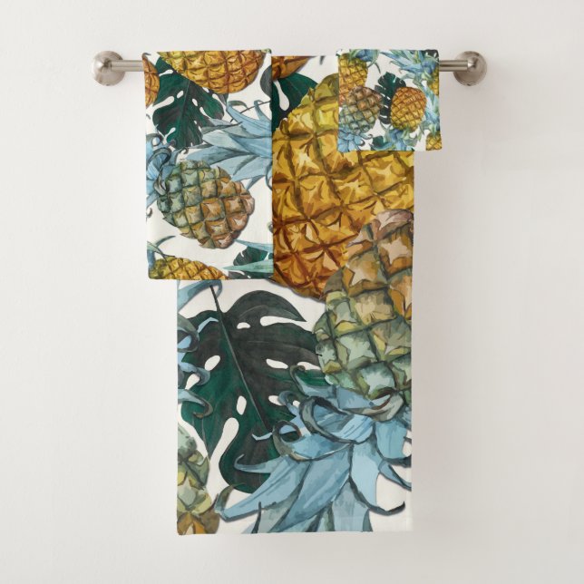 Conjunto De Toalhas Ananás Tropicais e Folhas Exóticas (Insitu)