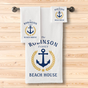 Conjunto De Toalhas Anchor Dourada Laurel Star White