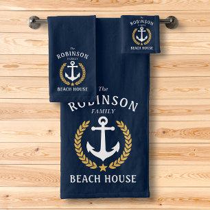 Conjunto De Toalhas Anchor Dourado Laurel Star Blue