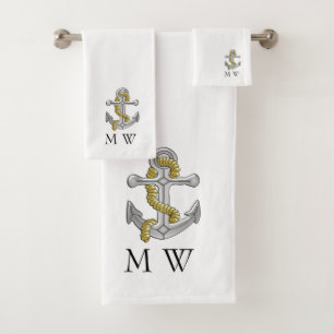 Conjunto De Toalhas Âncora Design Monogramada