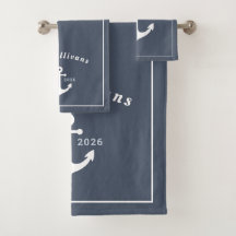 Âncora Moderna Costeira Monograma Azul Jeans Branc