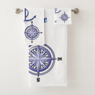 Conjunto De Toalhas Âncora Náutica E Nome Do Barco Personalizado