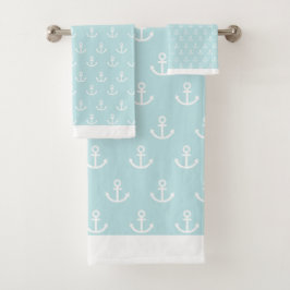 Conjunto De Toalhas Âncoras de azul claro