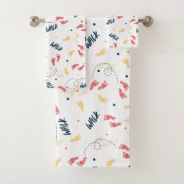 Conjunto De Toalhas Andando juntos: Padrão de Pegada de Aventura