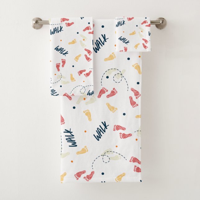 Conjunto De Toalhas Andando juntos: Padrão de Pegada de Aventura (Insitu)