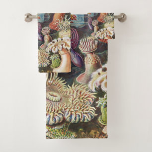 Conjunto De Toalhas Anêmonas do Mar, Actiniae Seeanemonen Ernst Haeck