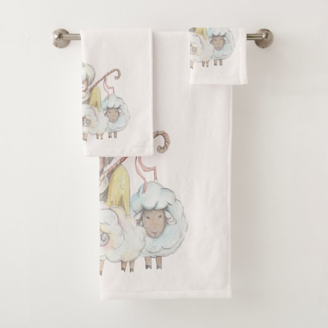Conjunto De Toalhas Angel Shepherd com Lambs Pastoral (Insitu)