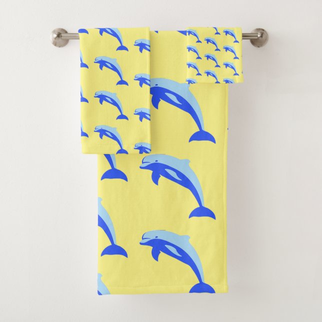 Conjunto De Toalhas Animação do Oceano Golfinho Azul Cheery Pulando (Insitu)