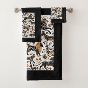 Conjunto De Toalhas Animais Africanos Padrão Tribal