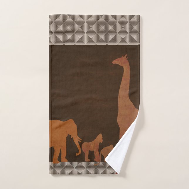Conjunto De Toalhas Animais da Selva Safari Marrom (Toalha de mão)