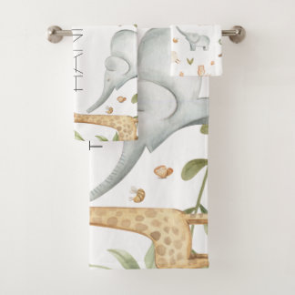 Conjunto De Toalhas Animais de safari de floresta personalizados toalh