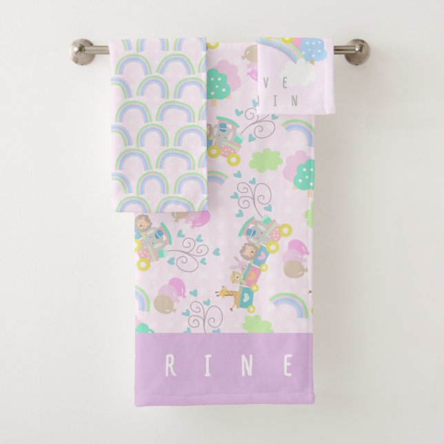 Conjunto De Toalhas Animais do comboio Pink Baby Blanket (Insitu)