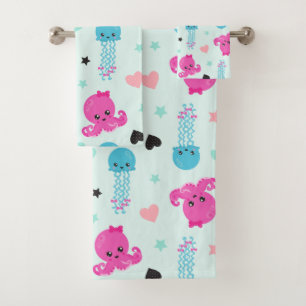 Conjunto De Toalhas Animais do mar, Vida marinha, polvo, água-viva, co