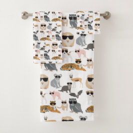 Conjunto De Toalhas Animais legal e Engraçados Vestindo óculos escuros