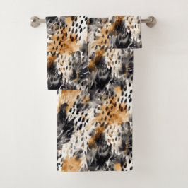 Conjunto De Toalhas Animais-Leopardo-Preto-Branco