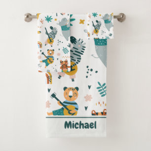 Conjunto De Toalhas Animais Musicais Da Floresta