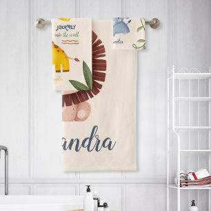 Conjunto De Toalhas Animais Safari Personalizados