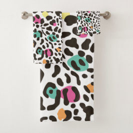 Conjunto De Toalhas Animais Selvagens Coloridos e Folhas Tropicais