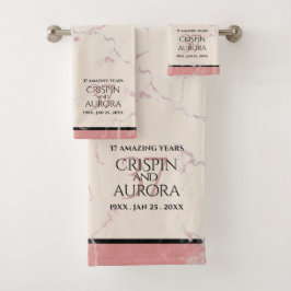 Conjunto De Toalhas Aniversário Casado Elegante 37.º Alabastro