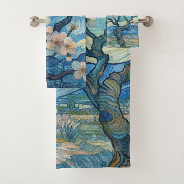 Conjunto De Toalhas aniversário de 21 anos Almond floresce creme azul (Insitu)