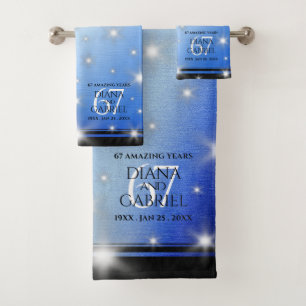 Conjunto De Toalhas Aniversário de Casamento da 67ª Estrela Sapphire