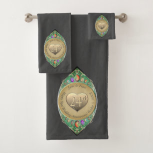 Conjunto De Toalhas Aniversário de Casamento de 24ª OpalTowel