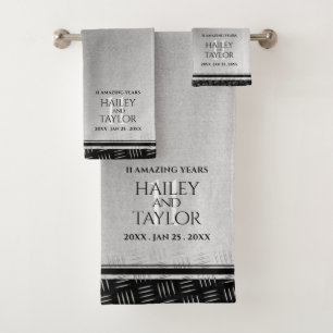 Conjunto De Toalhas Aniversário de Casamento de Aço de 11 Elegante