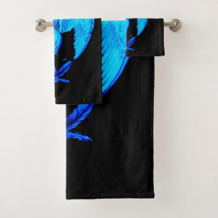 Conjunto De Toalhas Anjo, Arte Lápis, design azul preto