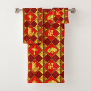 Conjunto De Toalhas Ano Novo Chinês do Padrão de Rato