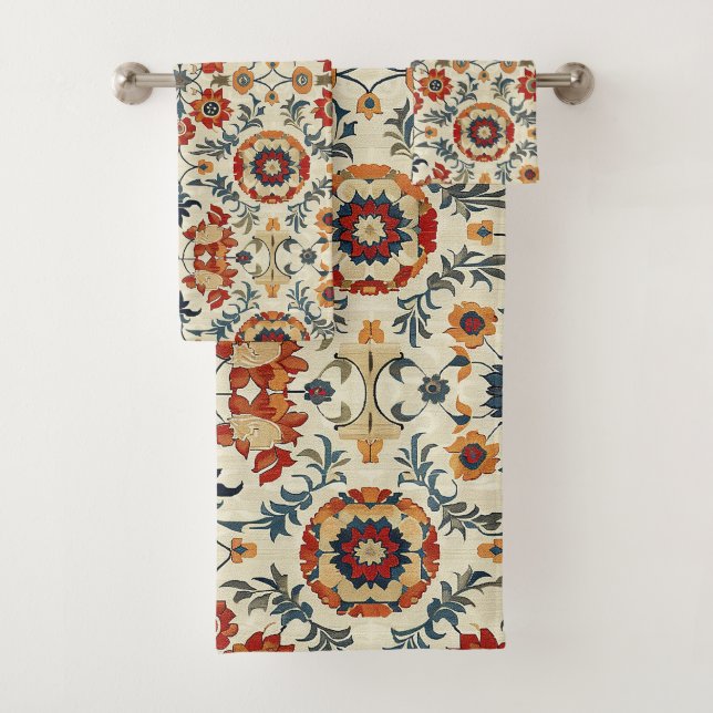 Conjunto De Toalhas Antiguamente turco Vermelho Vermelho Dourado Kilim (Insitu)