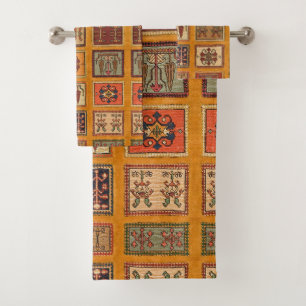 Conjunto De Toalhas Antique Vintage Laranja Terracota Quilim Turco