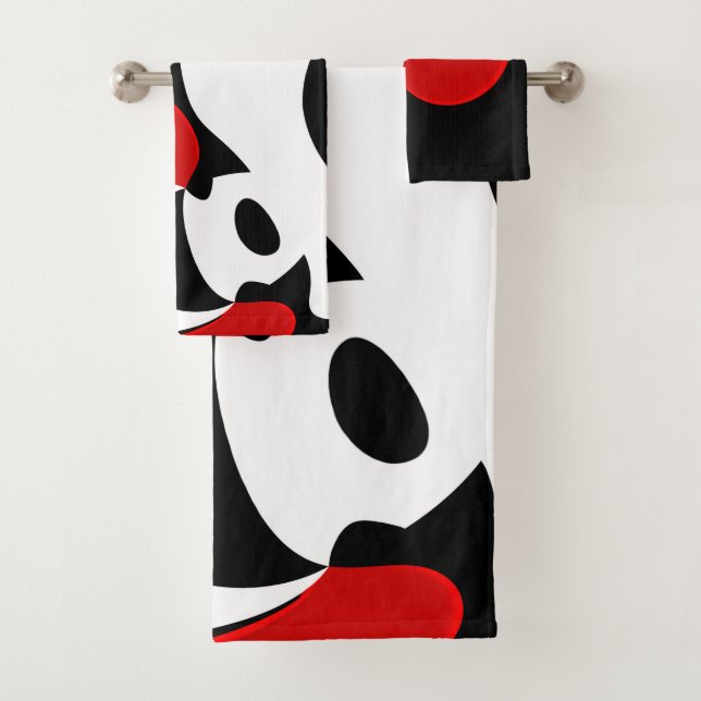 Conjunto De Toalhas Ao Sr. Redd: Abstrato Preto, Branco e Vermelho (Insitu)