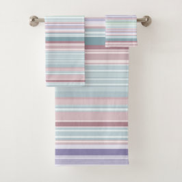 Conjunto De Toalhas Aqua, Blush and Lavender Stripes