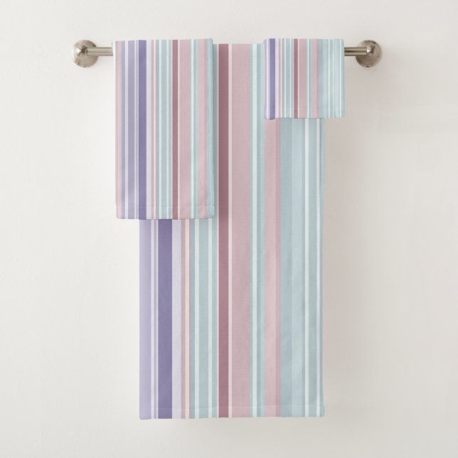 Conjunto De Toalhas Aqua, Blush and Lavender Stripes (Insitu)