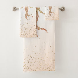 Conjunto De Toalhas Aqua Dourada Mermaid Sparkle Confetti        