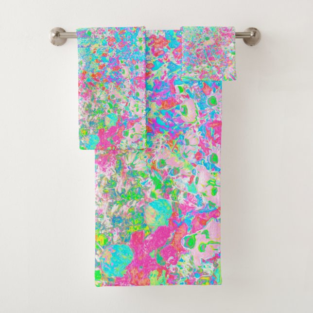 Conjunto De Toalhas Aqua e o Sol Rosa Quente no Meu Jardim Rubio (Insitu)