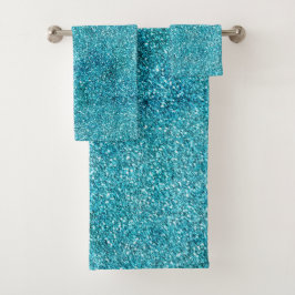 Conjunto De Toalhas Aqua Glitz Glitter Sparkle       