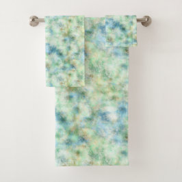 Conjunto De Toalhas Aqua Mint Dourada Marble Abstrato