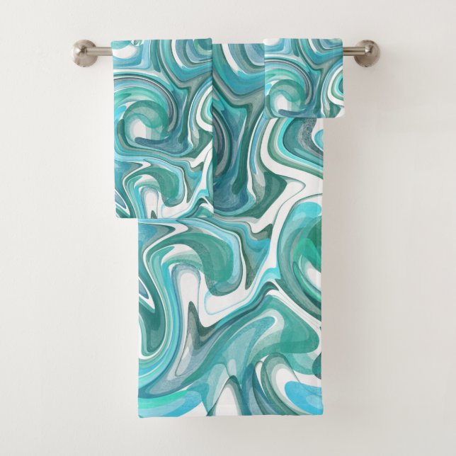 Conjunto De Toalhas Aqua Swirl Bath Towels (Insitu)