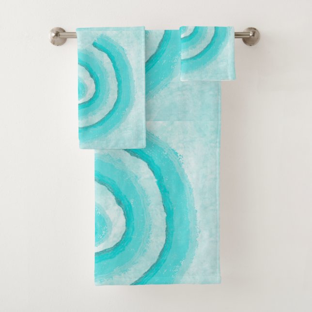 Conjunto De Toalhas Aqua Turquoise Spirals  (Insitu)