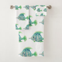 Aquarela Animal Art Blue Tropical Fish