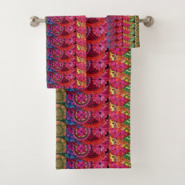 Conjunto De Toalhas Aquarela Arco-Íris Cores Mandala