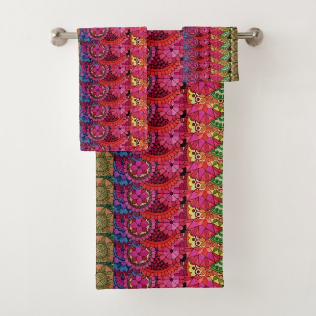 Conjunto De Toalhas Aquarela Arco-Íris Cores Mandala (Insitu)