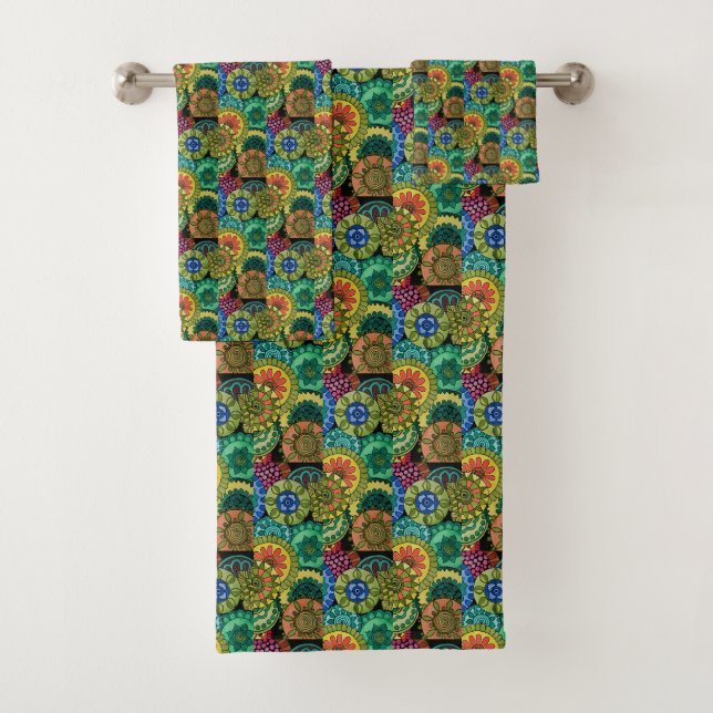 Conjunto De Toalhas Aquarela Arco-Íris Cores Mandala (Insitu)