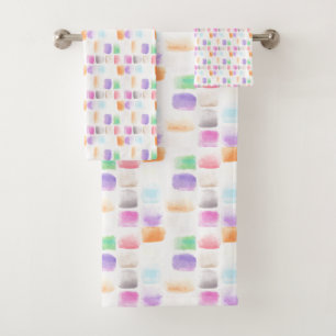 Conjunto De Toalhas Aquarela Arco-íris Pinceladas Pintadas à Mão